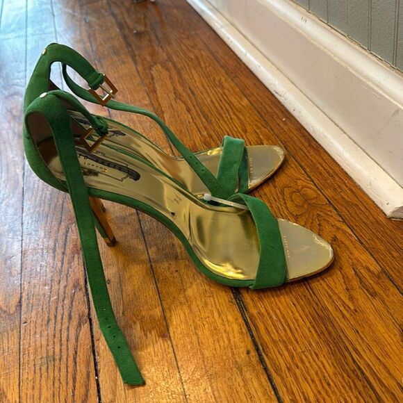 Ted Baker Green Suede Juliennas Ankle Strap Sandals Heels Us 9 Eu40 - Picture 1 of 5
